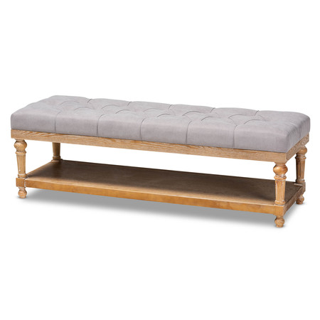 BAXTON STUDIO Linda Grey Linen Upholstered and Greywashed Wood Storage Bench 164-10655